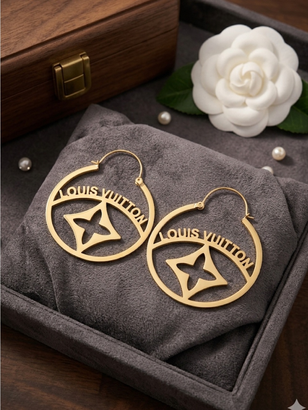 Gold Logo Hoop Earrings (Box not included)